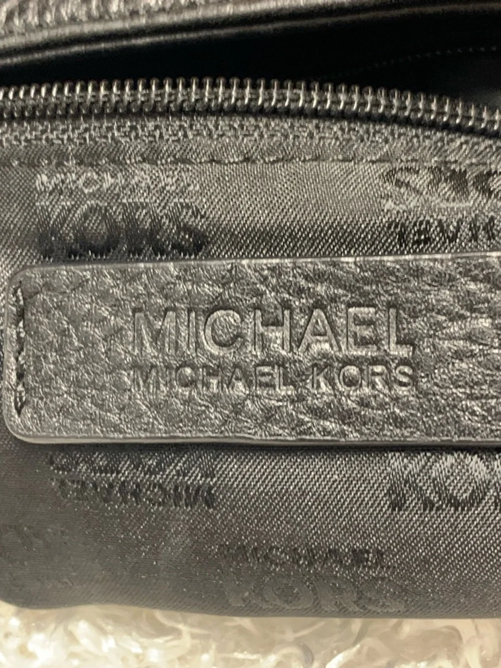 Michael Kors Black Leather Shoulder Bag with Gold Plate Accent - Picture 9 of 11